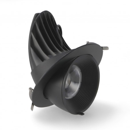 Faro LED da Incasso 30W Orientabile Tricolor CCT Foro Ø150mm Nero CRI90