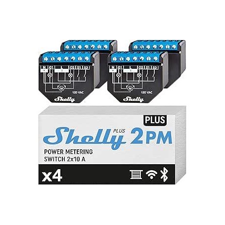 Shelly Plus 2PM - FOUR PACK Smart Relay Tapparelle 16A AC/DC WiFi + PM