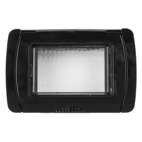 Placca Idrobox IP55 3 Posti Nera Compatibile Bticino Matix