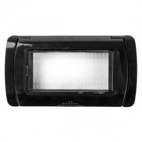 Placca Copertura Stagna Idrobox 4 Moduli Nera IP55 Compatibile Con Vimar Plana