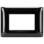 Placca 3 Moduli Nera Lucida In Plastica Compatibile Bticino Matix