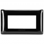 Placca 4 Moduli Nera Lucida In Plastica Compatibile Bticino Matix