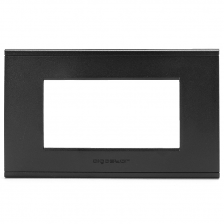 Placca 4 Moduli Nera Opaca In Plastica Compatibile Bticino Living Light