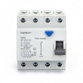 AIGOSTAR INTERRUTTORE DIFFERENZIALE SALVAVITA AC 4P 25A 30mA 415V PROTEZIONE DA DISPERSIONE VERSO TERRA