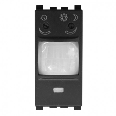 Ettroit Sensore di Movimento 1 Modulo Nero Con Regolazione TEMPO/LUX Compatibile con Vimar Arke
