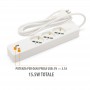 Ciabatta Multipresa 3 Posti Schuko e Bipasso + USB e Tipo C Cavo Da 1,5 mt