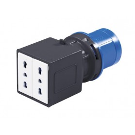 Adattatore spina industrale con 2 prese bivalenti 2P+E 16A IP20 - ROSI 1864