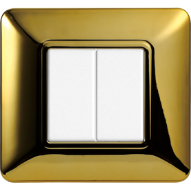 Placca in Plastica Oro Lucido Compatibile Bticino Matix - 2 Posti - Ettroit