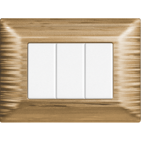 Placca in Plastica Satinata Oro Compatibile Bticino Matix - 3 Posti - Ettroit