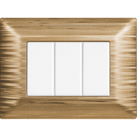 Placca in Plastica Satinata Oro Compatibile Bticino Matix - 3 Posti - Ettroit