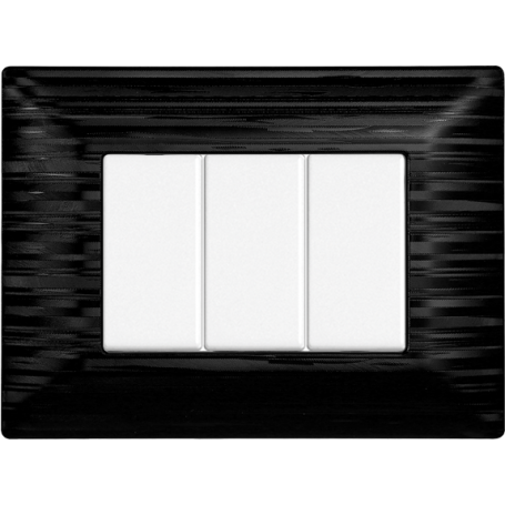 Placca in Plastica Satinata Nera Compatibile Bticino Matix - 3 Posti - Ettroit