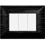 Placca in Plastica Satinata Nera Compatibile Bticino Matix - 3 Posti - Ettroit