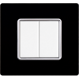 Placca in Vetro Nera Compatibile Bticino Matix - 2 Posti - Ettroit