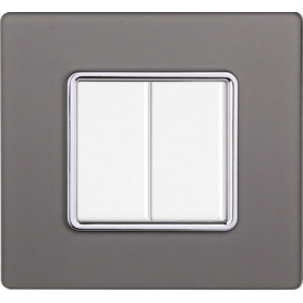Placca in Vetro Silver Compatibile Bticino Matix - 2 Posti - Ettroit