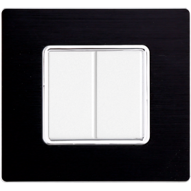 Placca in Alluminio Nera Compatibile Bticino Matix - 2 Posti - Ettroit