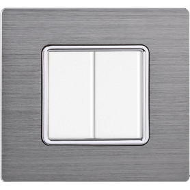 Placca in Alluminio Silver Compatibile Bticino Matix - 2 Posti - Ettroit