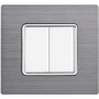 Placca in Alluminio Silver Compatibile Bticino Matix - 2 Posti - Ettroit
