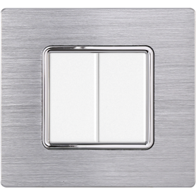 Placca in Alluminio Silver Lucido Compatibile Bticino Matix - 2 Posti - Ettroit