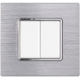 Placca in Alluminio Silver Lucido Compatibile Bticino Matix - 2 Posti - Ettroit