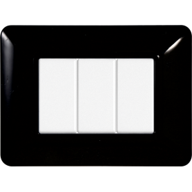 Placca in Plastica Nera Compatibile Bticino Matix - 3 Posti - Ettroit