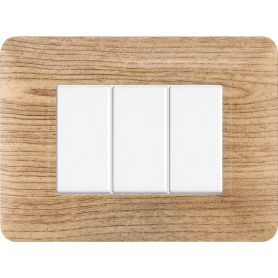 Placca in Plastica Legno Chiaro Compatibile Bticino Matix - 3 Posti - Ettroit