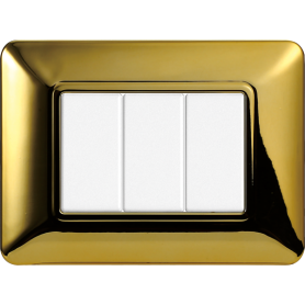 Placca in Plastica Oro Lucido Compatibile Bticino Matix - 3 Posti - Ettroit