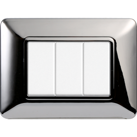 Placca in Plastica Cromato Lucido Compatibile Bticino Matix - 3 Posti - Ettroit