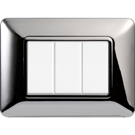 Placca in Plastica Cromato Lucido Compatibile Bticino Matix - 3 Posti - Ettroit