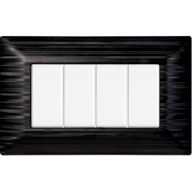 Placca in Plastica Satinata Nera Compatibile Bticino Matix - 4 Posti - Ettroit