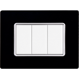 Placca in Vetro Nera Compatibile Bticino Matix - 3 Posti - Ettroit