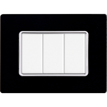 Placca in Vetro Nera Compatibile Bticino Matix - 3 Posti - Ettroit