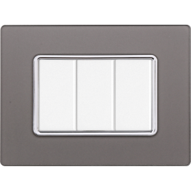 Placca in Vetro Silver Compatibile Bticino Matix - 3 Posti - Ettroit