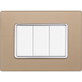 Placca in Vetro Oro Compatibile Bticino Matix - 3 Posti - Ettroit