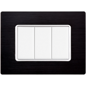 Placca in Alluminio Nera Compatibile Bticino Matix - 3 Posti - Ettroit