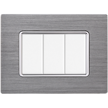 Placca in Alluminio Silver Compatibile Bticino Matix - 3 Posti - Ettroit