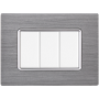Placca in Alluminio Silver Compatibile Bticino Matix - 3 Posti - Ettroit