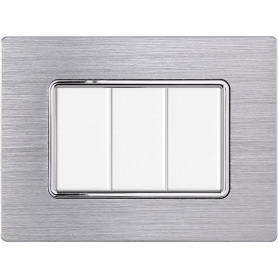 Placca in Alluminio Silver Lucido Compatibile Bticino Matix - 3 Posti - Ettroit