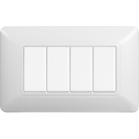 Placca in Plastica Bianca Compatibile Bticino Matix - 4 Posti - Ettroit