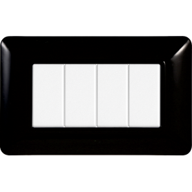 Placca in Plastica Nera Compatibile Bticino Matix - 4 Posti - Ettroit