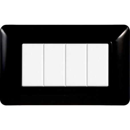 Placca in Plastica Nera Compatibile Bticino Matix - 4 Posti - Ettroit