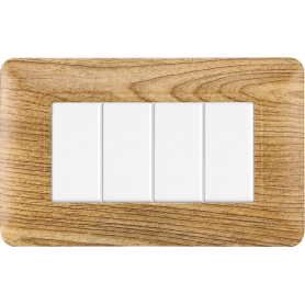 Placca in Plastica Legno Scuro Compatibile Bticino Matix - 4 Posti - Ettroit