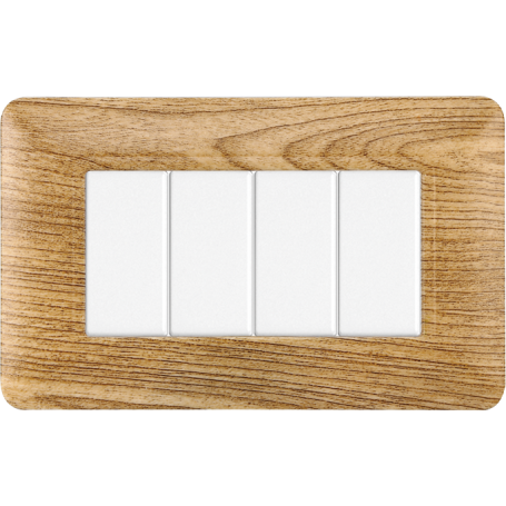 Placca in Plastica Legno Scuro Compatibile Bticino Matix - 4 Posti - Ettroit