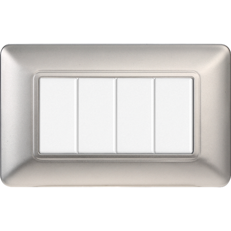 Placca in Plastica Silver Compatibile Bticino Matix - 4 Posti - Ettroit