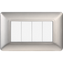 Placca in Plastica Silver Compatibile Bticino Matix - 4 Posti - Ettroit