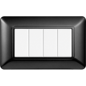 Placca in Plastica Acciaio Scuro Compatibile Bticino Matix - 4 Posti - Ettroit