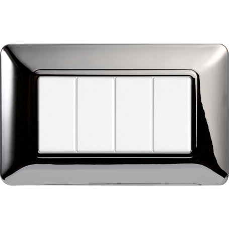 Placca in Plastica Cromato Lucido Compatibile Bticino Matix - 4 Posti - Ettroit