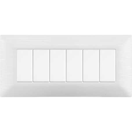 Placca in Plastica Satinata Bianca Compatibile Bticino Matix - 6 Posti - Ettroit