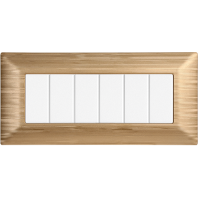 Placca in Plastica Satinata Oro Compatibile Bticino Matix - 6 Posti - Ettroit