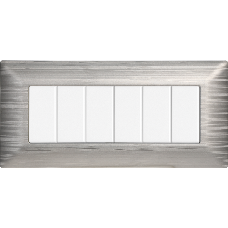 Placca in Plastica Satinata Silver Compatibile Bticino Matix - 6 Posti - Ettroit