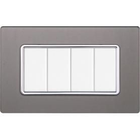 Placca in Vetro Silver Compatibile Bticino Matix - 4 Posti - Ettroit